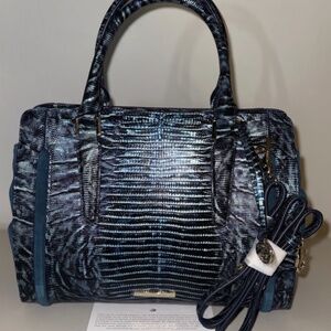 BRAHMIN Slate Willow Blue Lizard Small Finley BRAND NEW RARE!